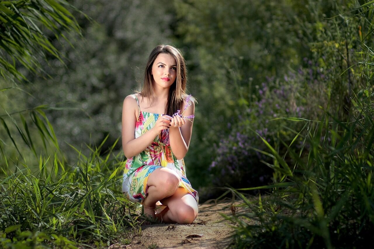 face, kneel, nature, beauty, green, summer, dress, kneel, kneel, kneel, kneel, kneel