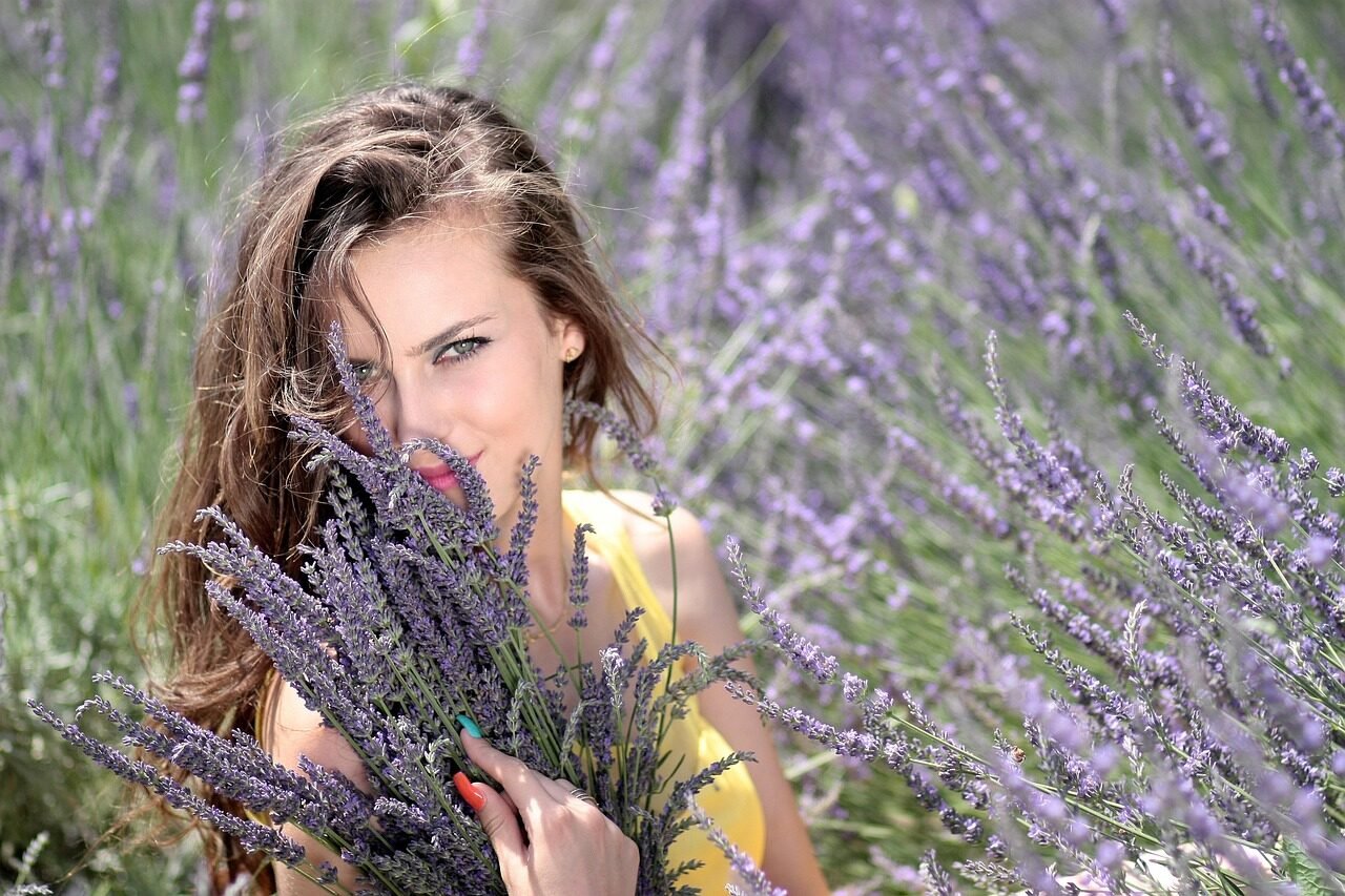 woman, lavender, flowers, beauty, beautiful, pretty, attractive, girl, female, flower background, beautiful flowers, pose, model, flower wallpaper, outdoors, lavender field, field, nature, portrait