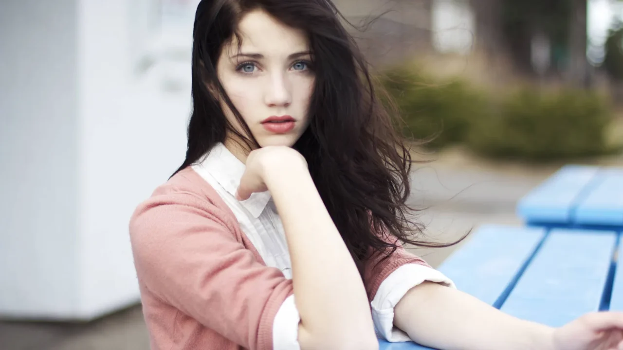 158196 girl black hair blue eyes hair brown hair eye color long hair 1920x1080