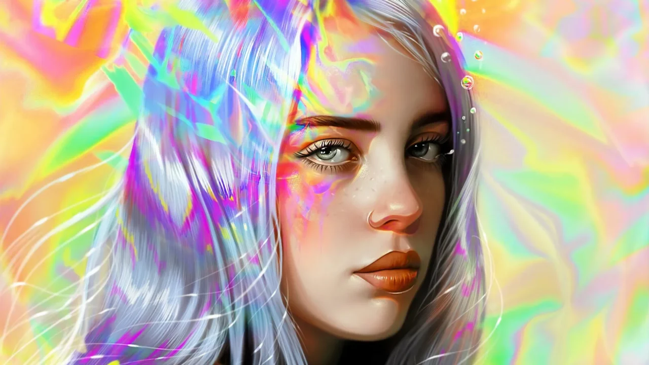 164611 billie eilish lip colorfulness eyebrow hairstyle 1920x1080