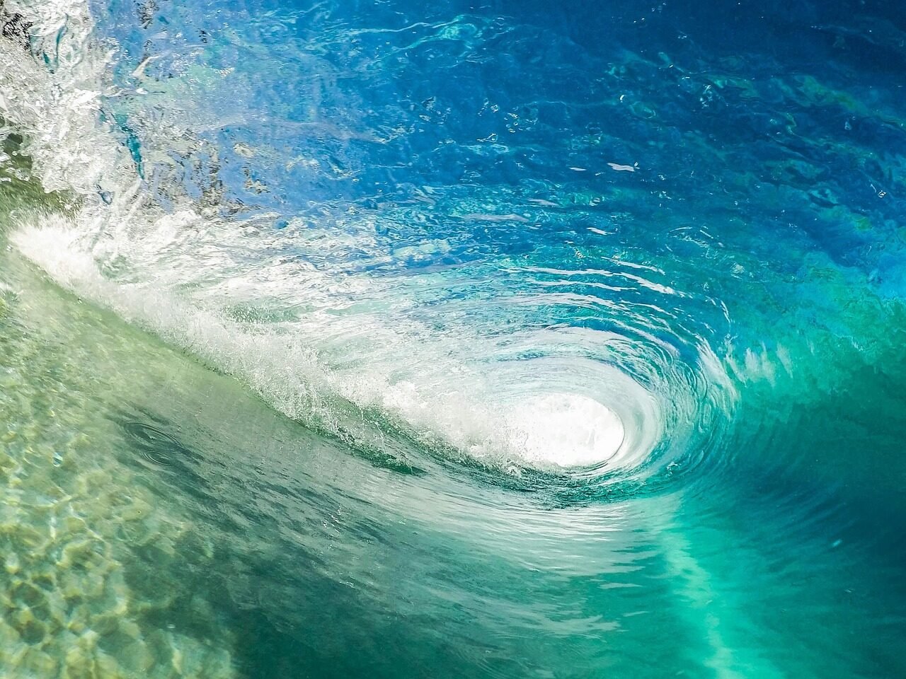 beach, wave, ocean, outdoors, sea, splash, surf, turquoise, water, whirlpool, tunnel, inside, nature, dynamics, zoom background
