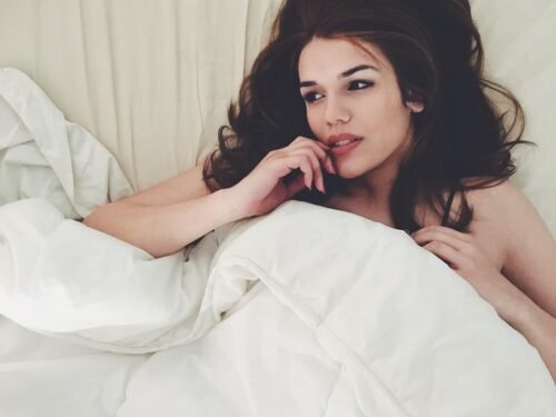 woman, bed, blanket, bedsheet, lying down, brunette, portrait, cozy, young woman, girl, white sheets, bed, bed, bed, bed, bed, blanket