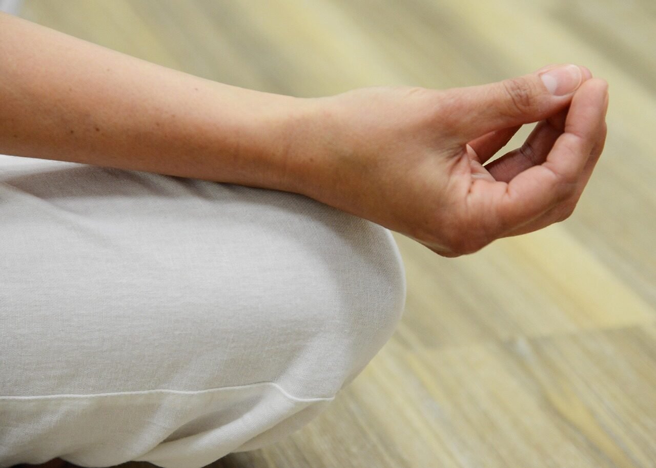 meditate, finger, keep, hand, woman