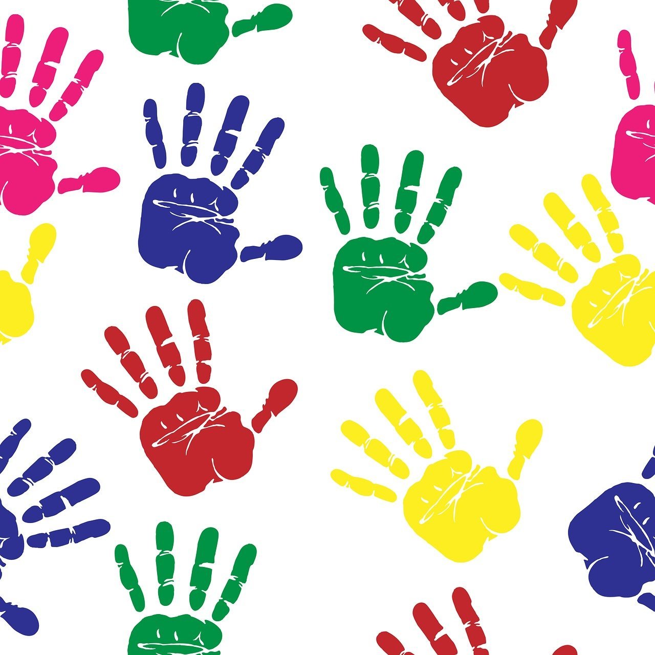 hand prints, colourful, print