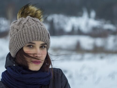 winter, cold, snow, outdoors, scarf, portrait, young woman, young, wind, hair in the wind, photosession, lovely, relaxation, nature, forest, vacation, calmness