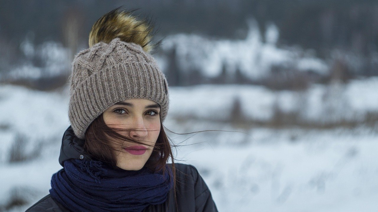 winter, cold, snow, outdoors, scarf, portrait, young woman, young, wind, hair in the wind, photosession, lovely, relaxation, nature, forest, vacation, calmness