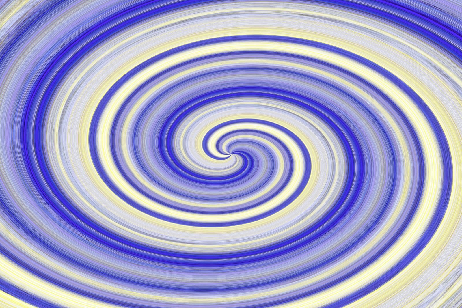 Dynamic abstract spiral pattern in vibrant blue and yellow tones, creating a sense of movement.