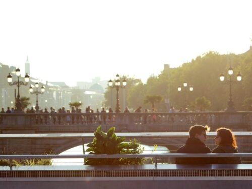 couple, love, lovers, city, urban, sunset, romantic, woman, female, man, romance, happy, relationship, together, boyfriend, nature, lifestyle, happiness, bridge, girlfriend, togetherness, dating