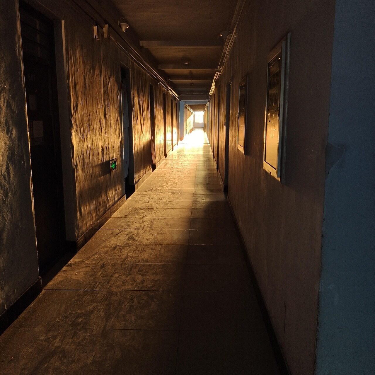 sunset, nature, dormitory, aisle