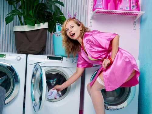 laundry, housewife, woman, robe, retro, vintage, housework, household chores, pin-up, washing machine, washing powder, smile, bleach, cleaning, glamour, washing machine, washing machine, washing machine, washing machine, washing machine