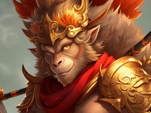 ai generated, monkey, sun wukong, deity, china