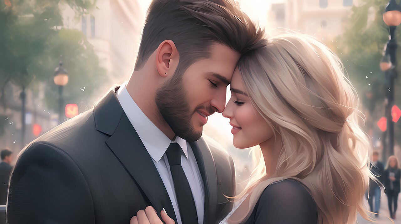 ai generated, couple, lovers, together, intimacy, relationship, heartwarming, affection, romantic, embrace, dating, anniversary, wedding, groom, bride, husband, wife, people