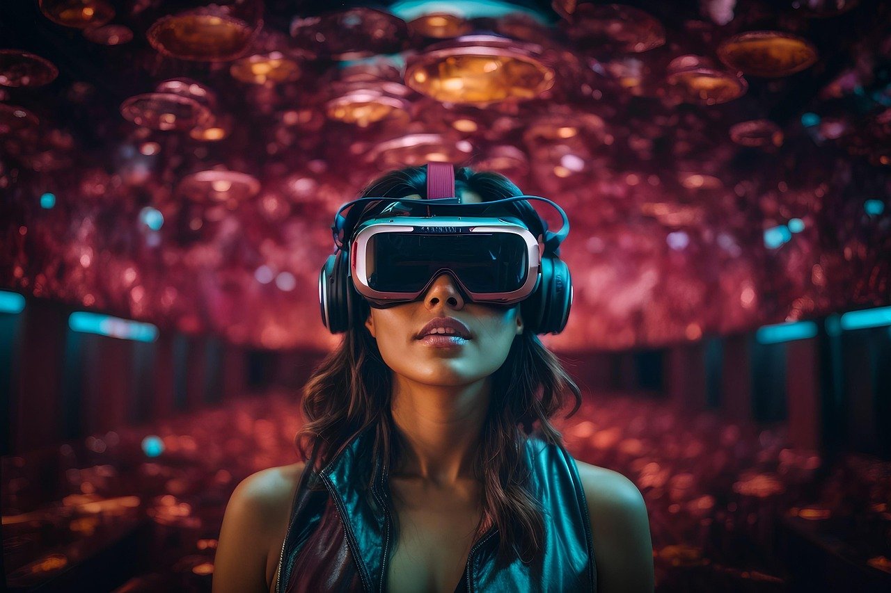 a woman, virtual, virtual reality, reality, model, technology, metaverse, an illusion, being, the future, futuristic, modern, glasses, and generated, virtual reality, virtual reality, virtual reality, virtual reality, virtual reality