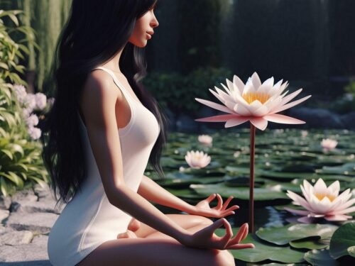 ai generated, nature, woman, lake, water, tantra, yoga, meditation, waterlily