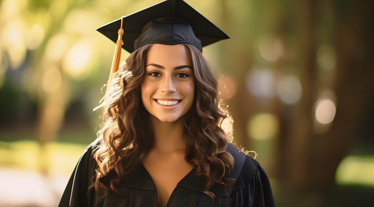 ai generated, woman, graduation, girl, female, happy, success, school, college, university, education