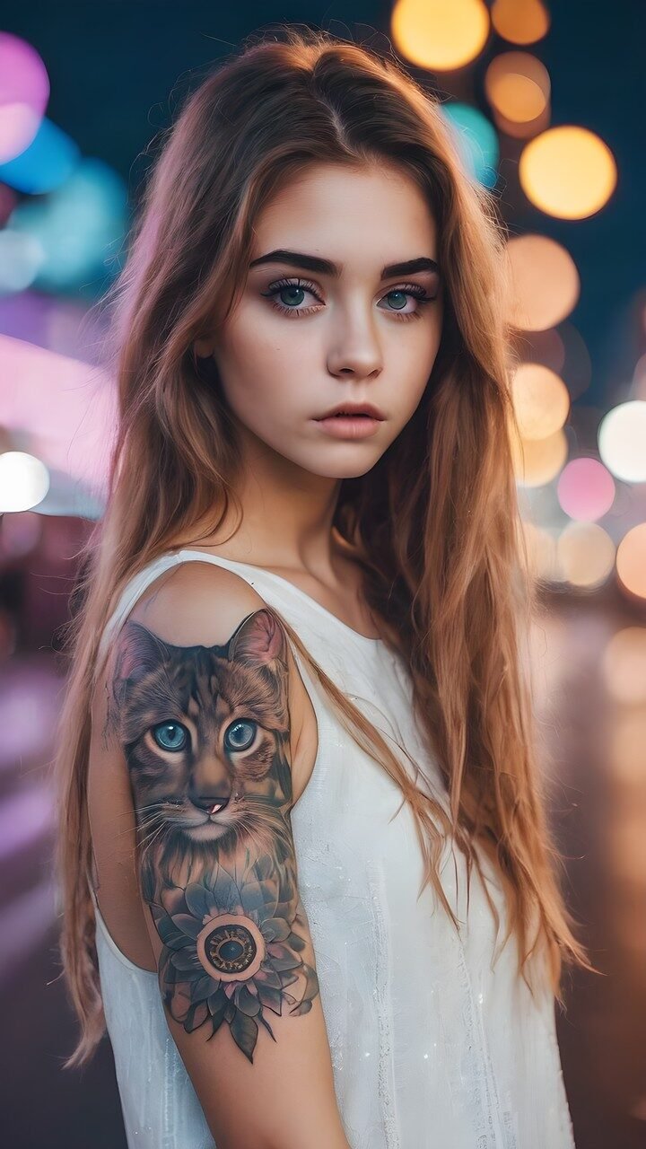 ai generated, woman, model, tattoos, teen, teenager, female, portrait