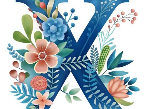 ai generated, letter, x, nature, font, flowers, isolated