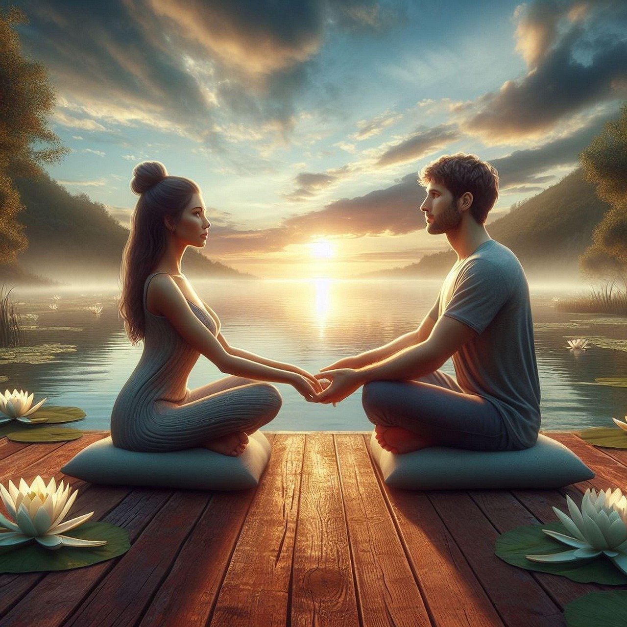 woman, men's, par, love, yoga, meditation, tantra, ai generated