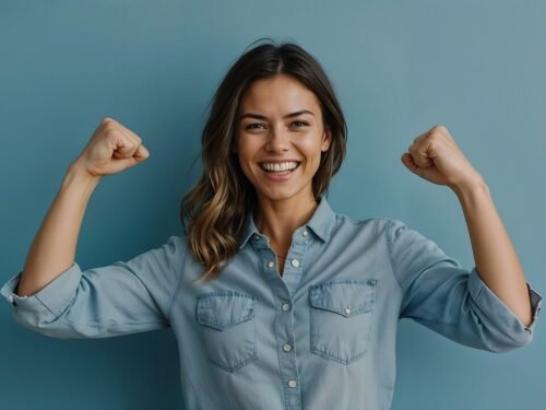 ai generated, woman, success, achievement, fist raised, struggle, power, fashion, model, elegance, female