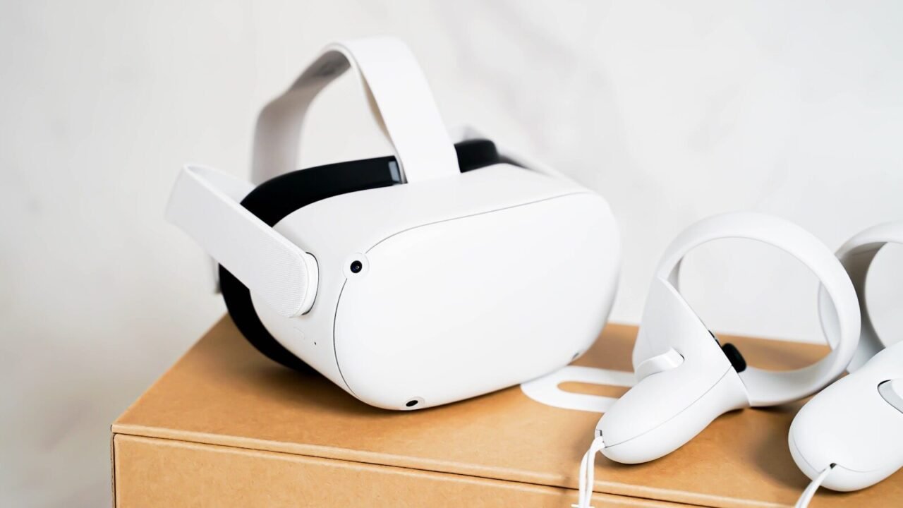 a group of white headphones