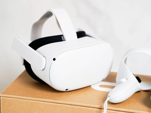 a group of white headphones