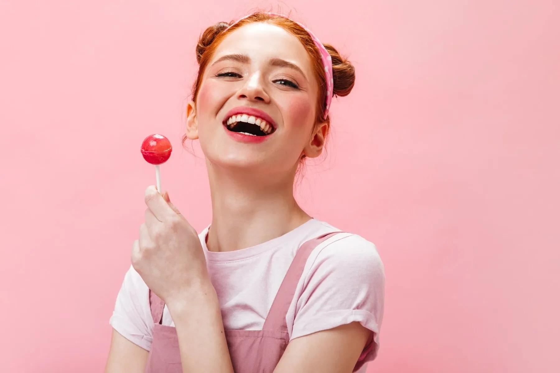 Close up portrait attractive pink cheeked