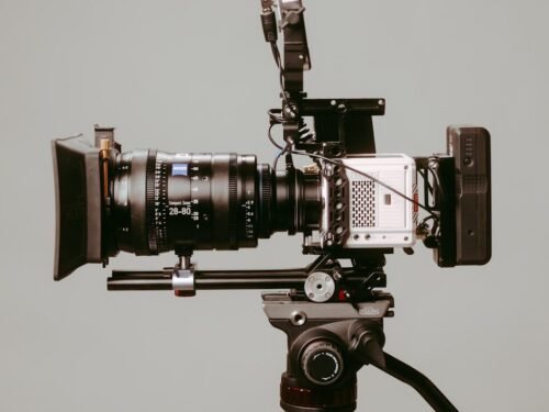 black and silver dslr camera on tripod