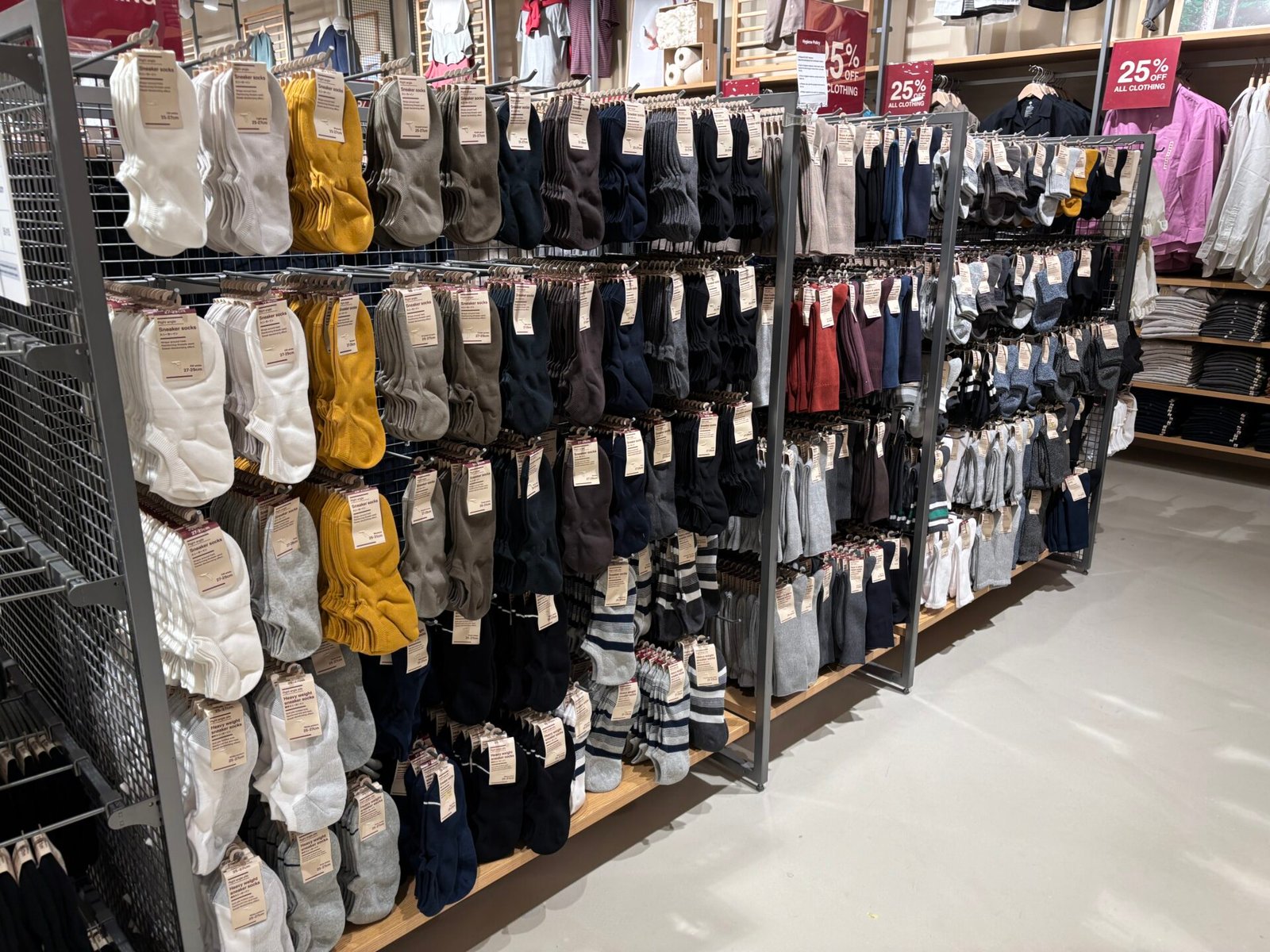 Men's socks in Muji Chatswood December
