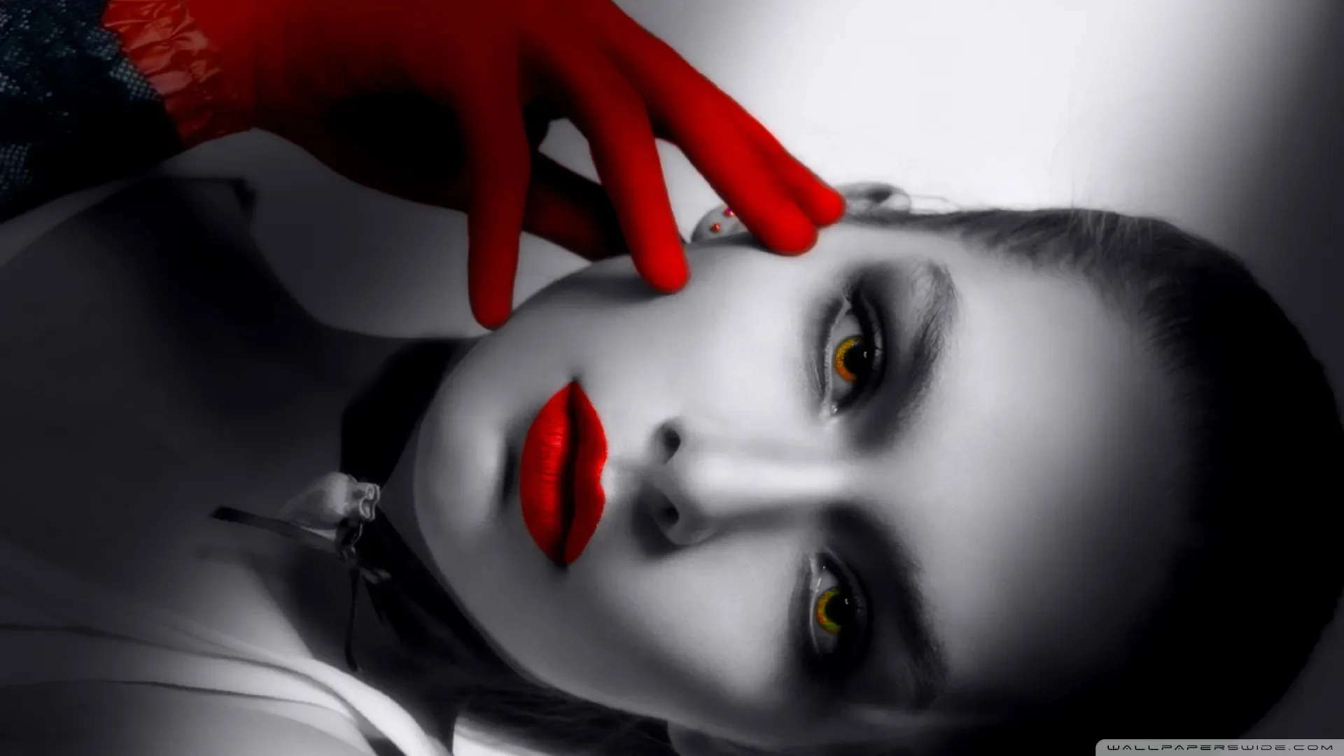 Girl with red glove wallpaper 1920x1080