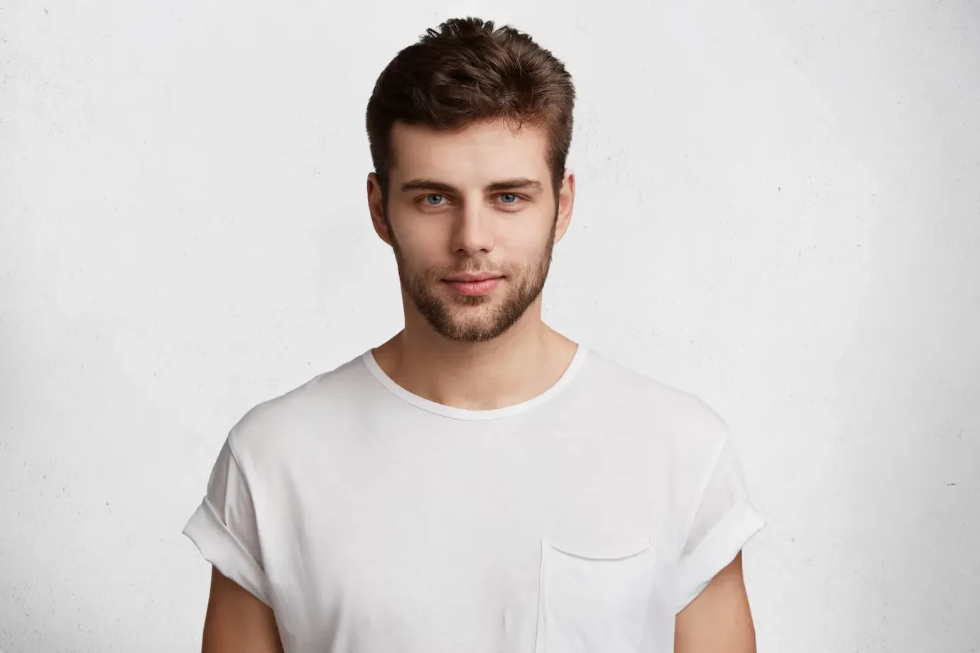 Handsome young man white t shirt