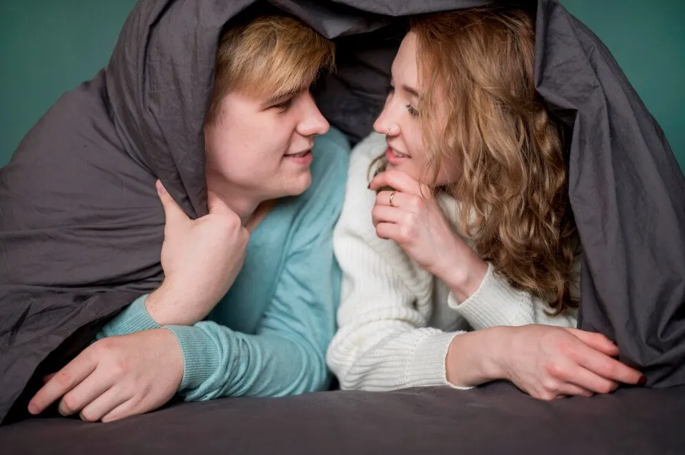 High angle couple covered with blanket 23 2148540328 result
