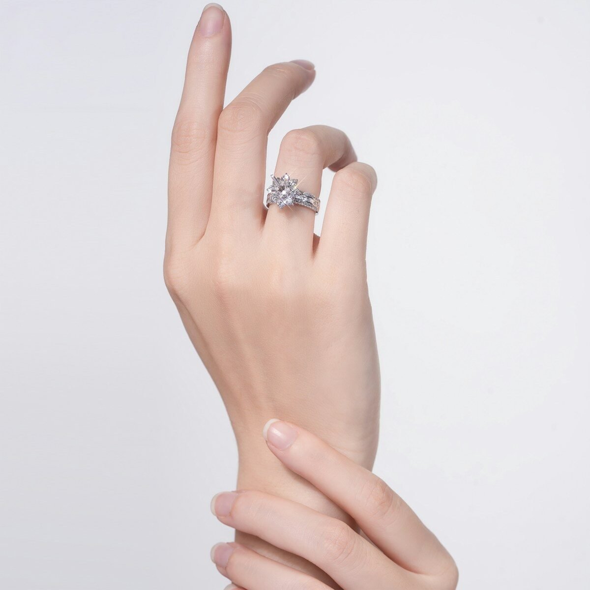 A woman's hand with a ring on it