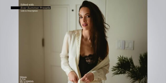 Pozos moteriškai erotinei fotosesijai: su pažemintais marškiniais