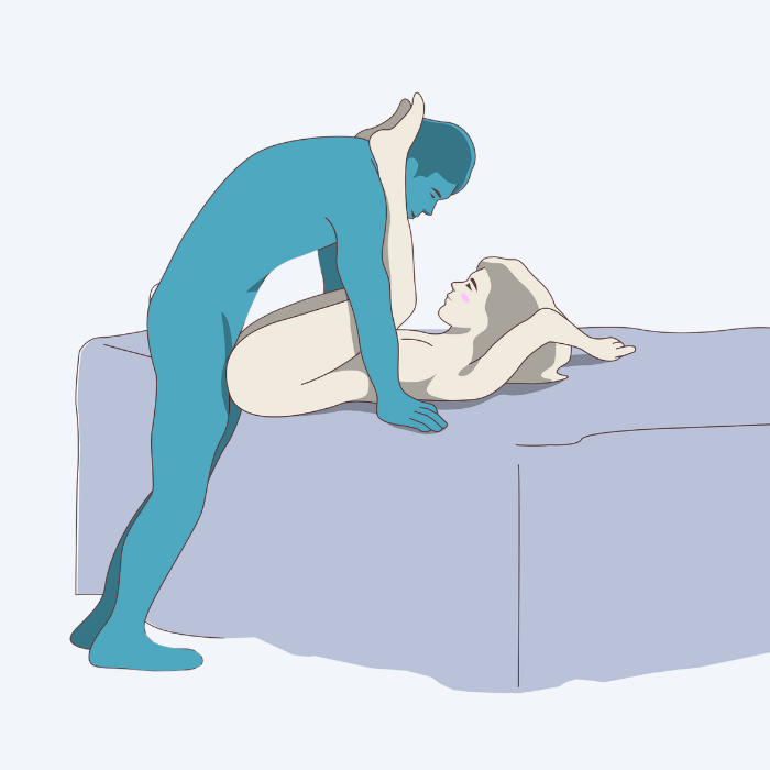 Partner at the edge of the bed_Standing Position