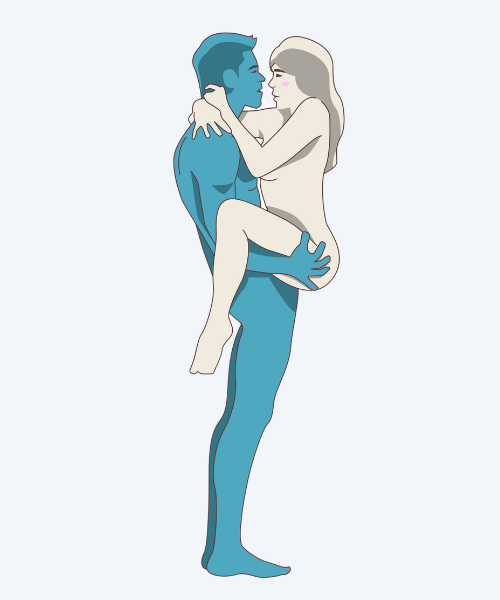 Illustration of the Give standing, Holding Receiver Sex Position