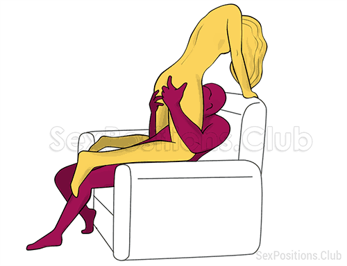 Sex position #435 - Sweet pussy (on the armchair). (oral sex, cunnilingus). Kamasutra - Photo, picture, image