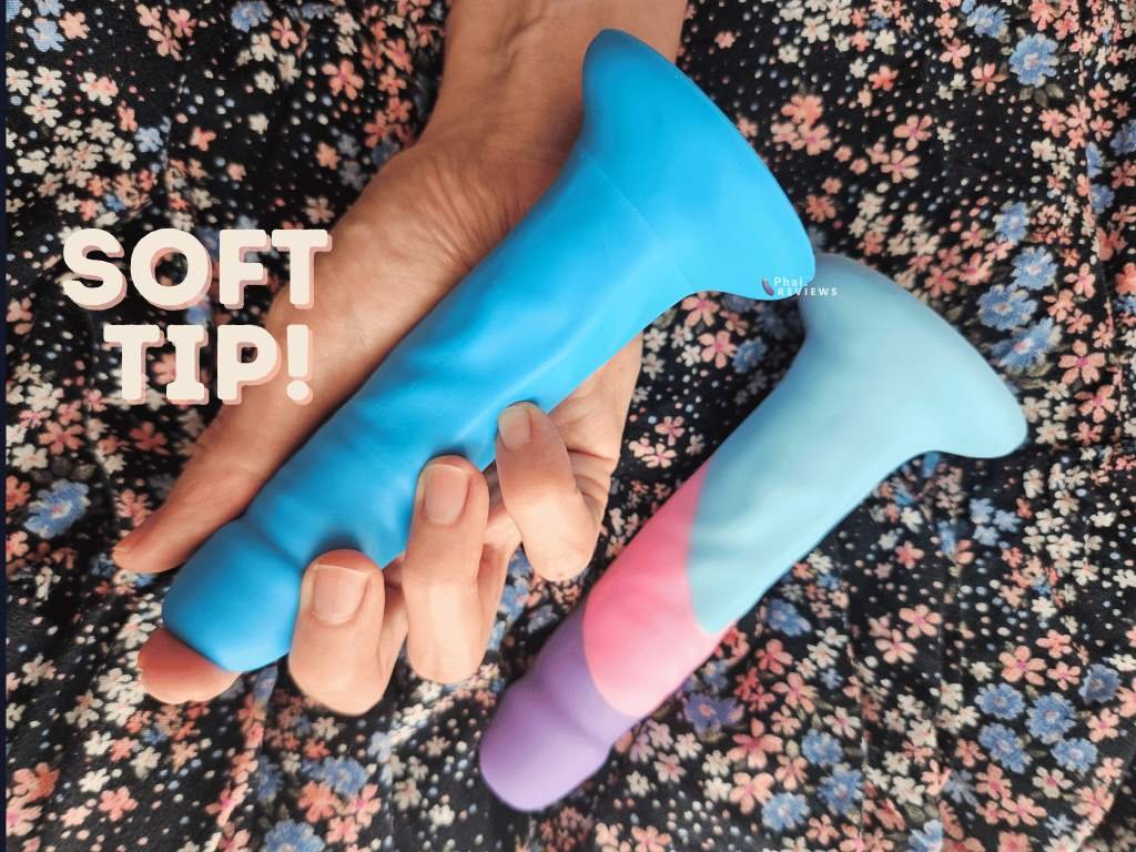 Small tapered silicone dildo designed for gentle insertion and beginner vaginal stretching