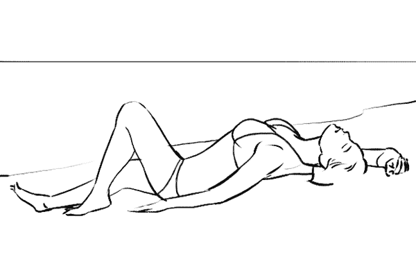 lying back stretched out