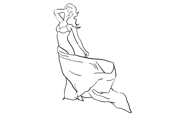 glamour pose with flowing sheet