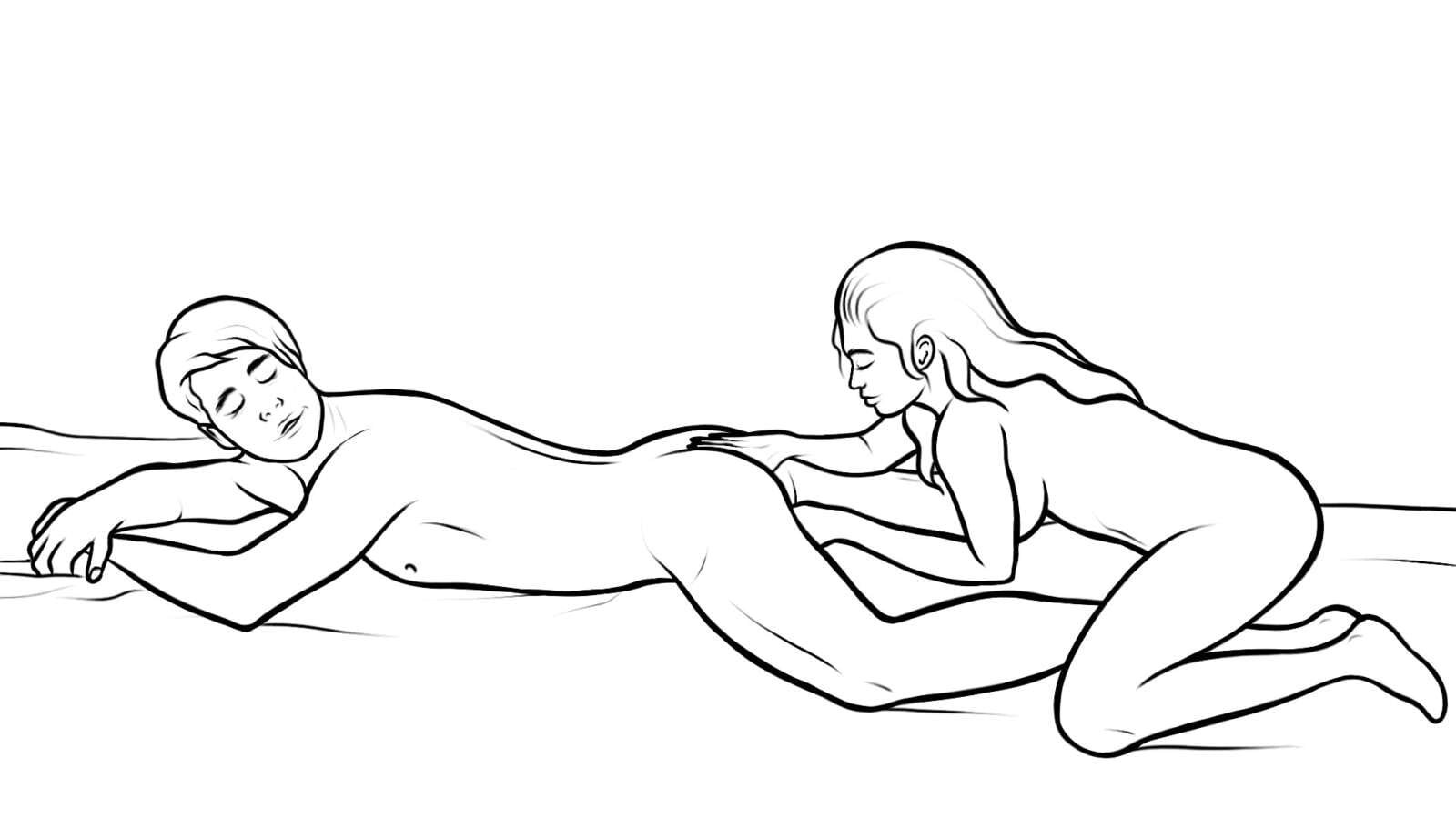 teasing a man from behind