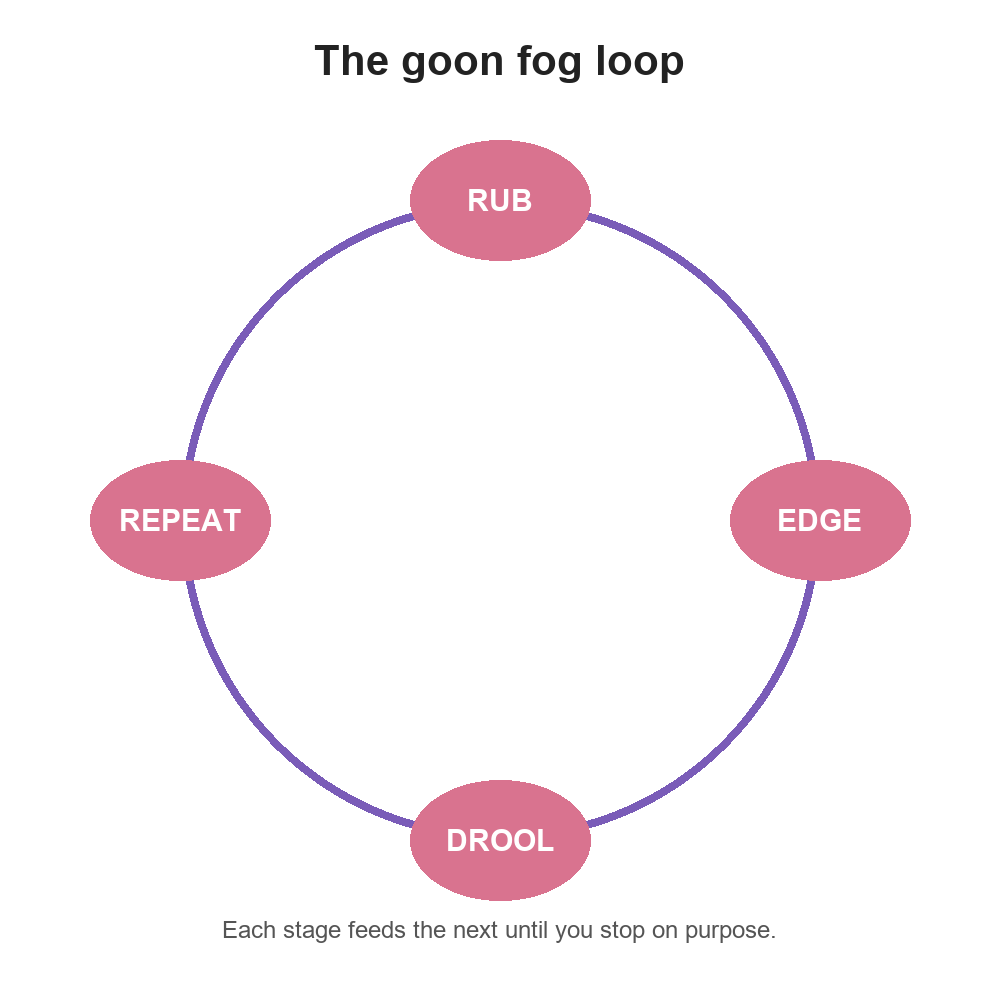 Circular diagram of the goonette rub, edge, drool loop