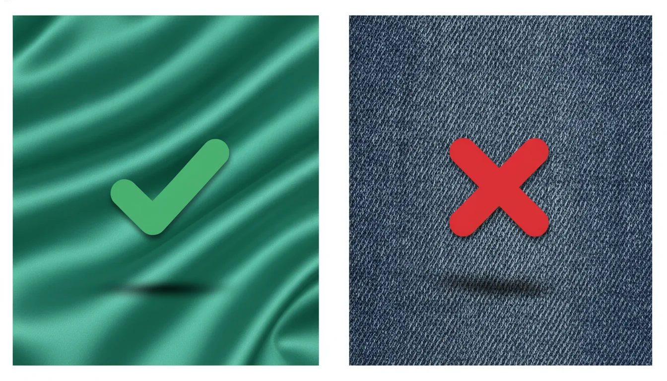 Do and don't comparison of soft satin versus rough denim surfaces for humping.