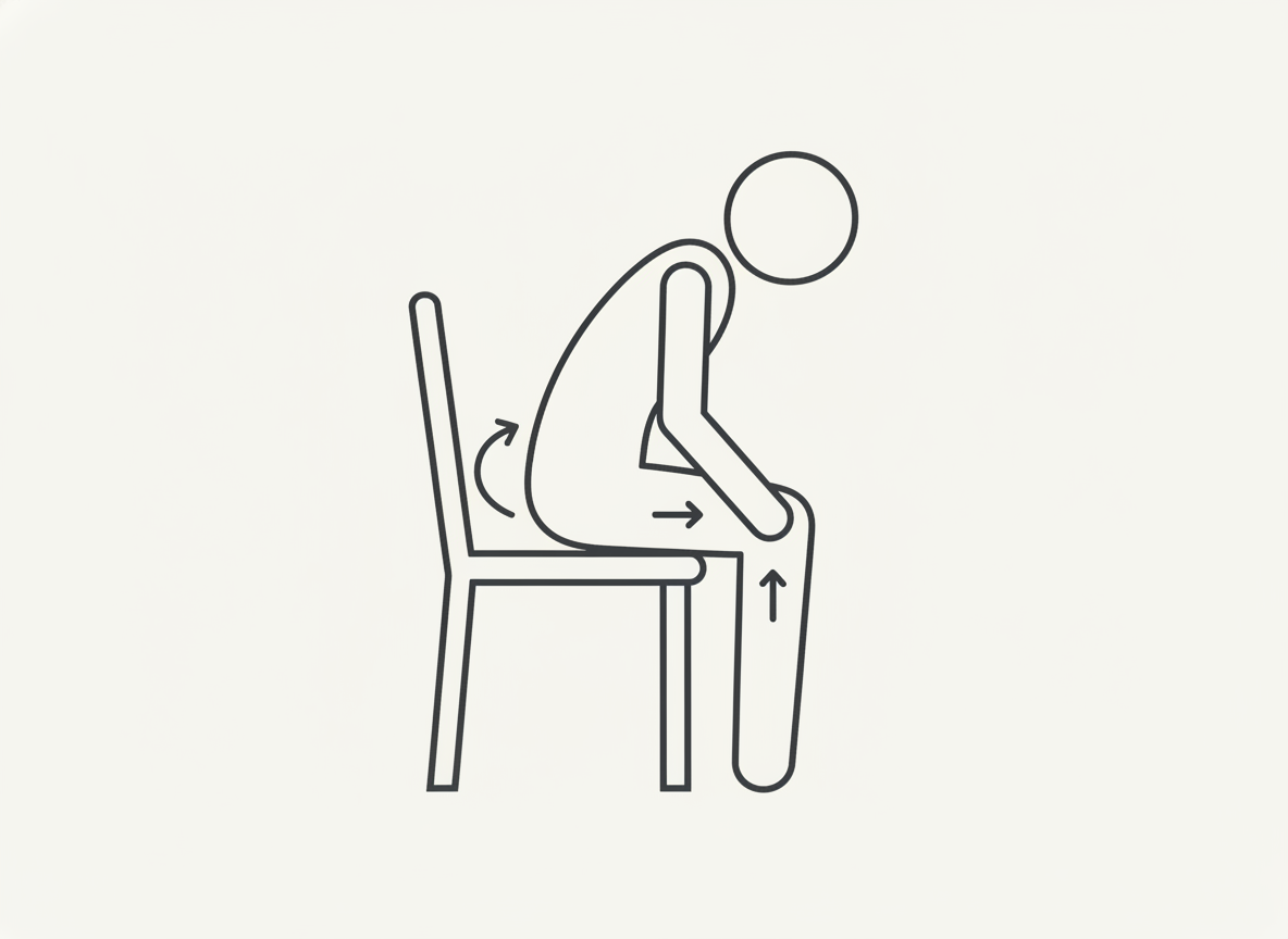 Diagram of the seated grinding and thigh-squeeze technique for women.