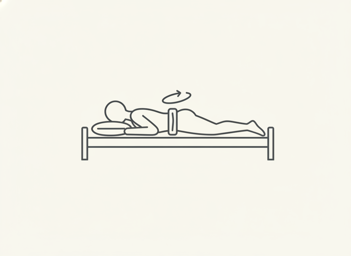 Diagram showing the prone position for pillow humping with the hips rolling into a folded pillow.