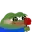 cute pepe frog blushing with a flower