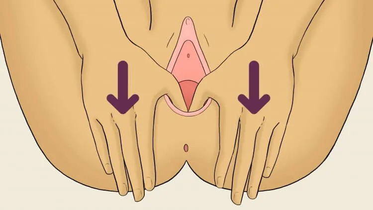 Perineal massage instructions illusrtation down
