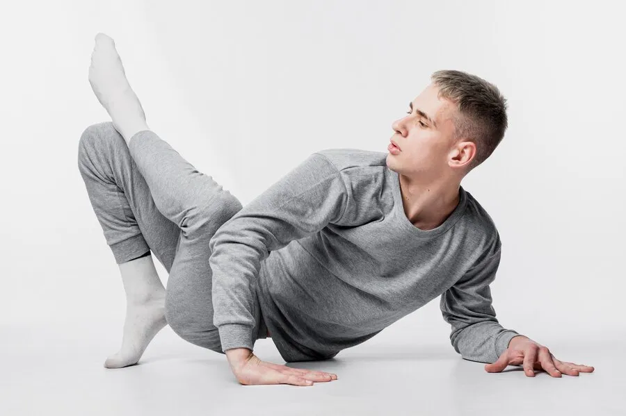 Side view male dancer socks