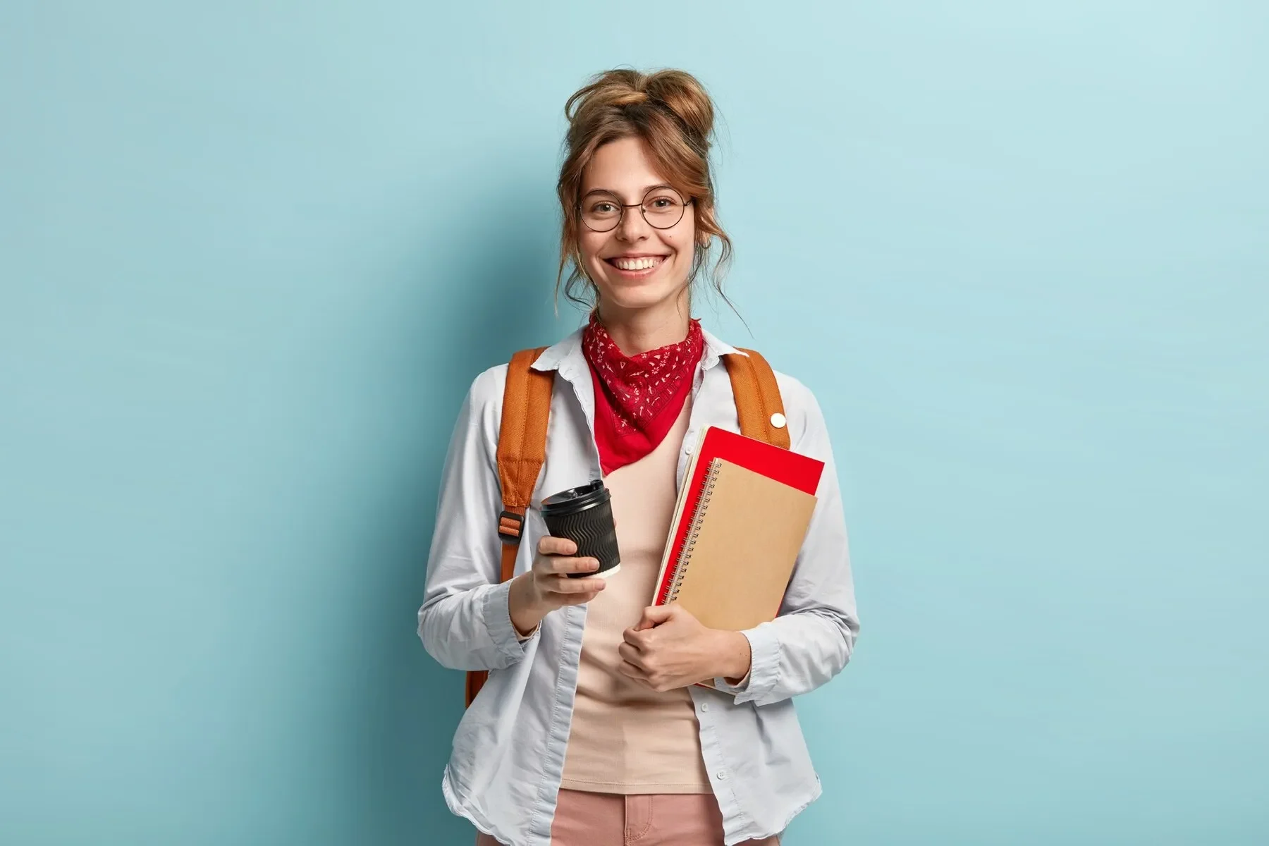 Studying leisure lifestyle concept european girl has sincere