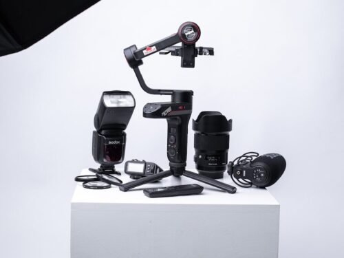 black dslr camera on table