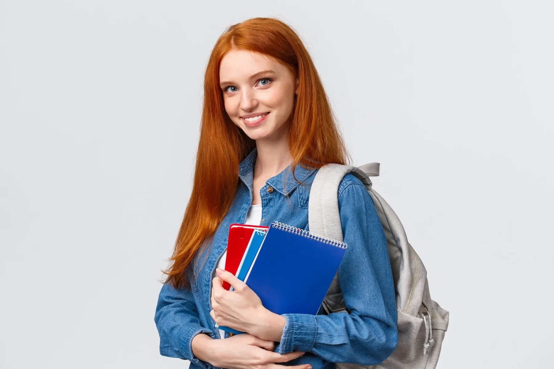 Time school lovely cheerful modern redhead female